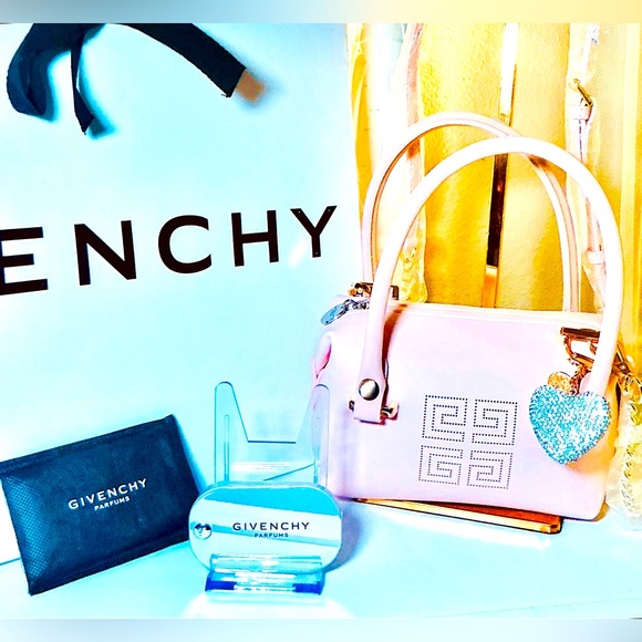 Givenchy Pink Crossbody Pouch Bundle W/Pink Pearl Silver Compact Mirror - Picture 7 of 8